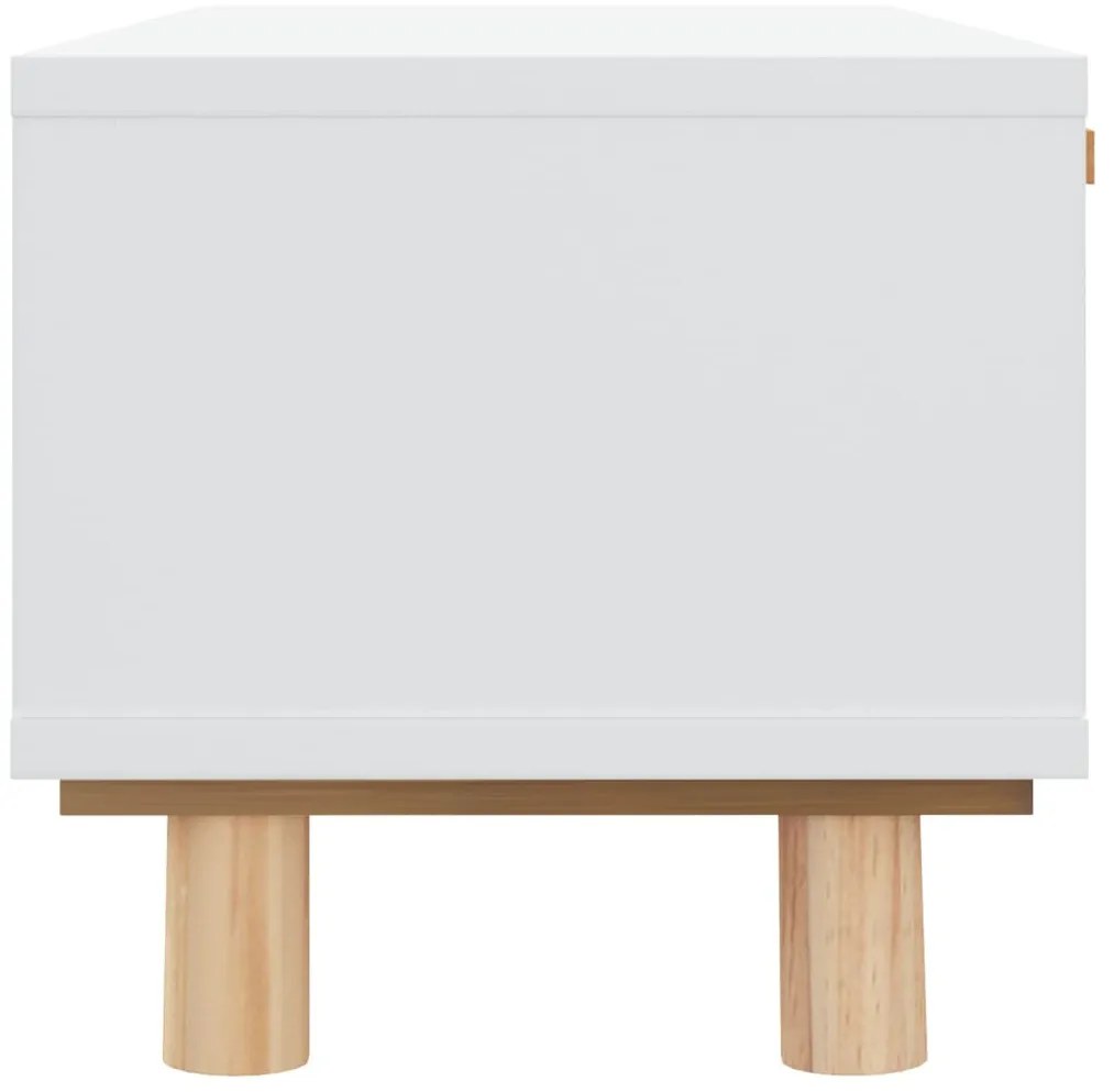 Fehér szerelt fa és tömör fenyőfa dohányzóasztal 80x40x30 cm