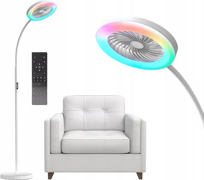 Állólámpa ventilátorral fehér 168cm modern nappaliba