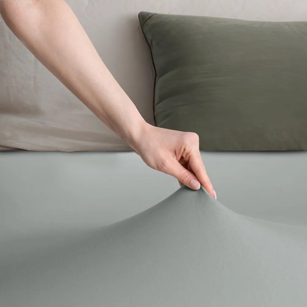 Világosszürke gumis jersey lepedő 160x200 cm Amber – Restilo