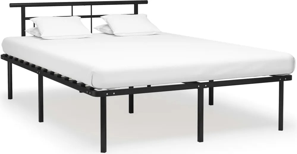 vidaXL fekete fém ágykeret 140 x 200 cm