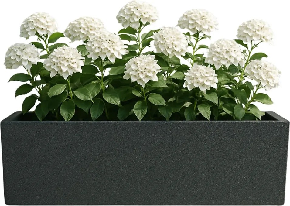 Kerti virágtartó forma hosszúkás alacsony magasságú virágtartó 26x80x26 antracit