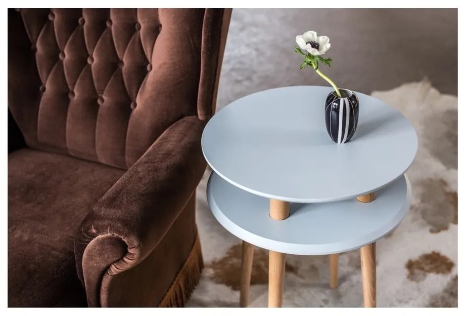 UFO sötétszürke dohányzóasztal natúr lábakkal, ⌀ 70 cm - Ragaba