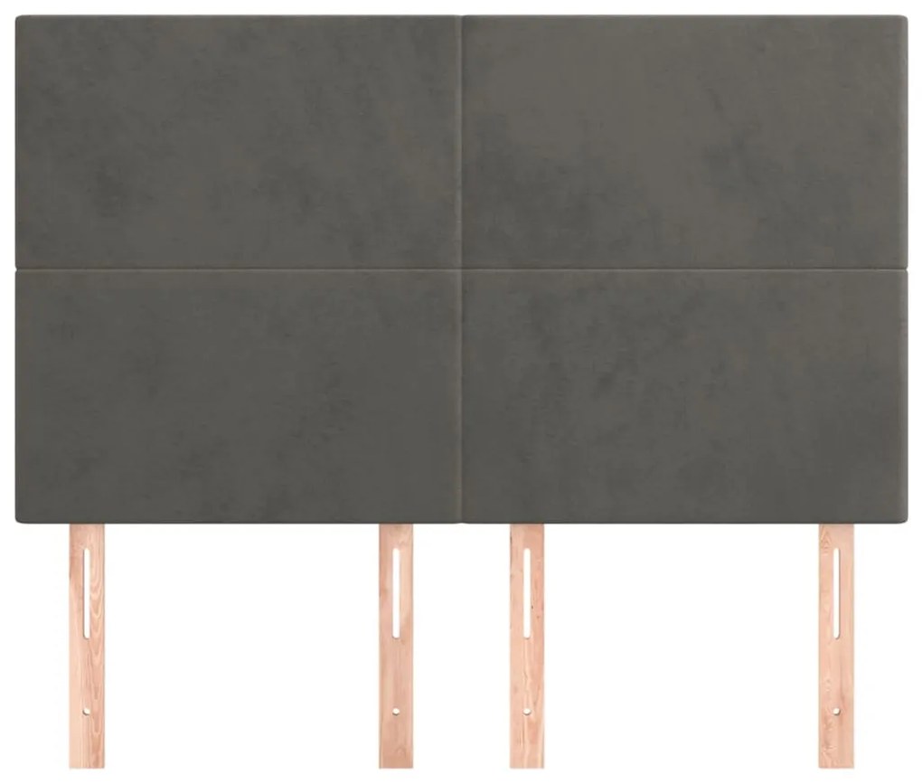 sötétszürke bársony fejtámla 144x5x118/128 cm