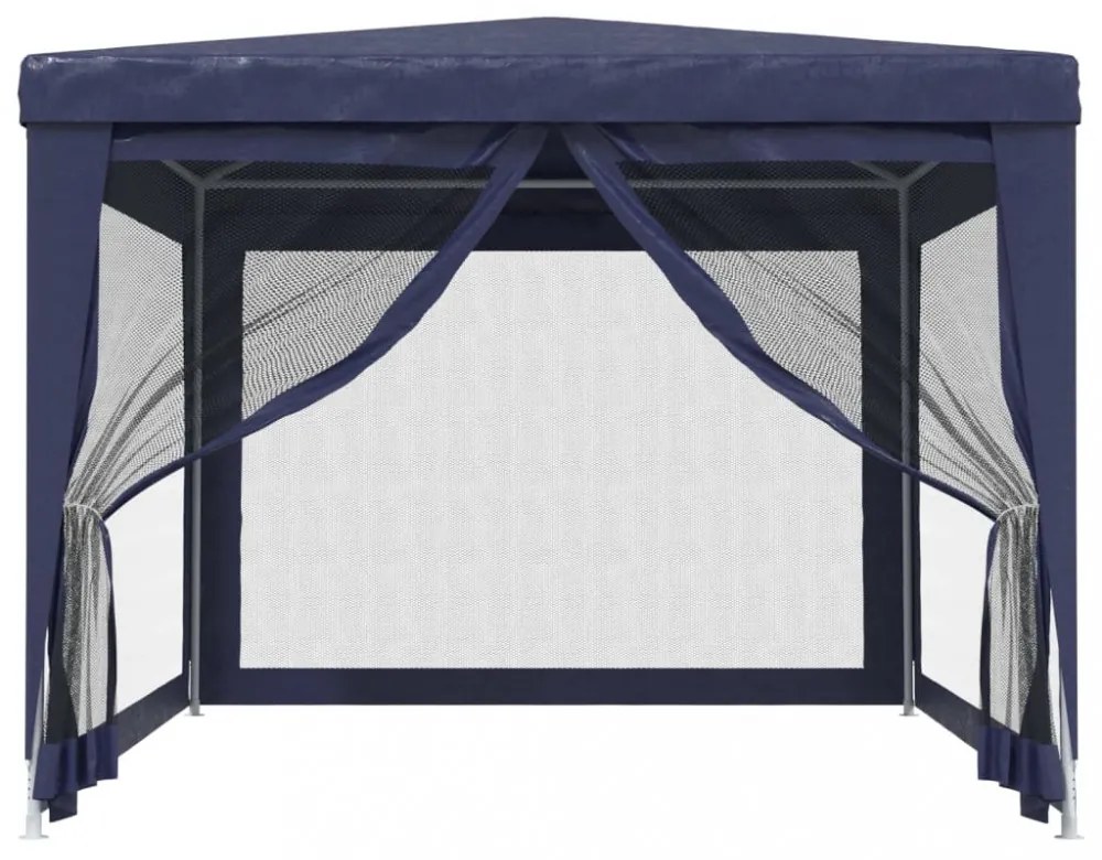 kék HDPE rendezvénysátor 4 hálós oldalfallal 3x4 m