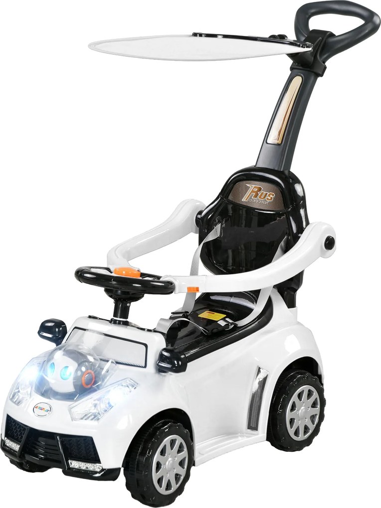 AIYAPLAY Csúszóautó Gyerekeknek – Jármű Tolóka és Kormányzó Visszaülő Baráttal, Gyermekeknek 12-36 Hónapos Korig, Fehér+Fekete | Aosom