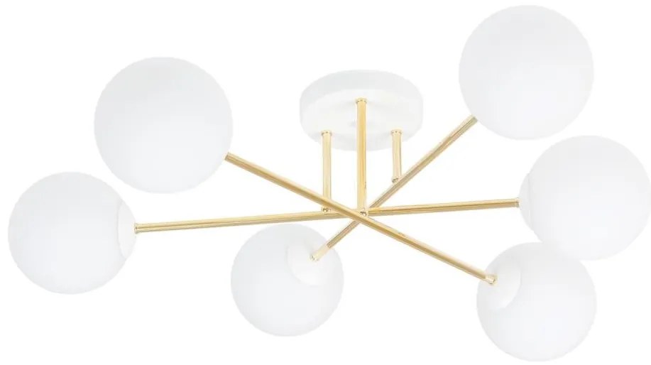 Csillár rúdon MAGNUM 6xE14/10W/230V fehér/arany