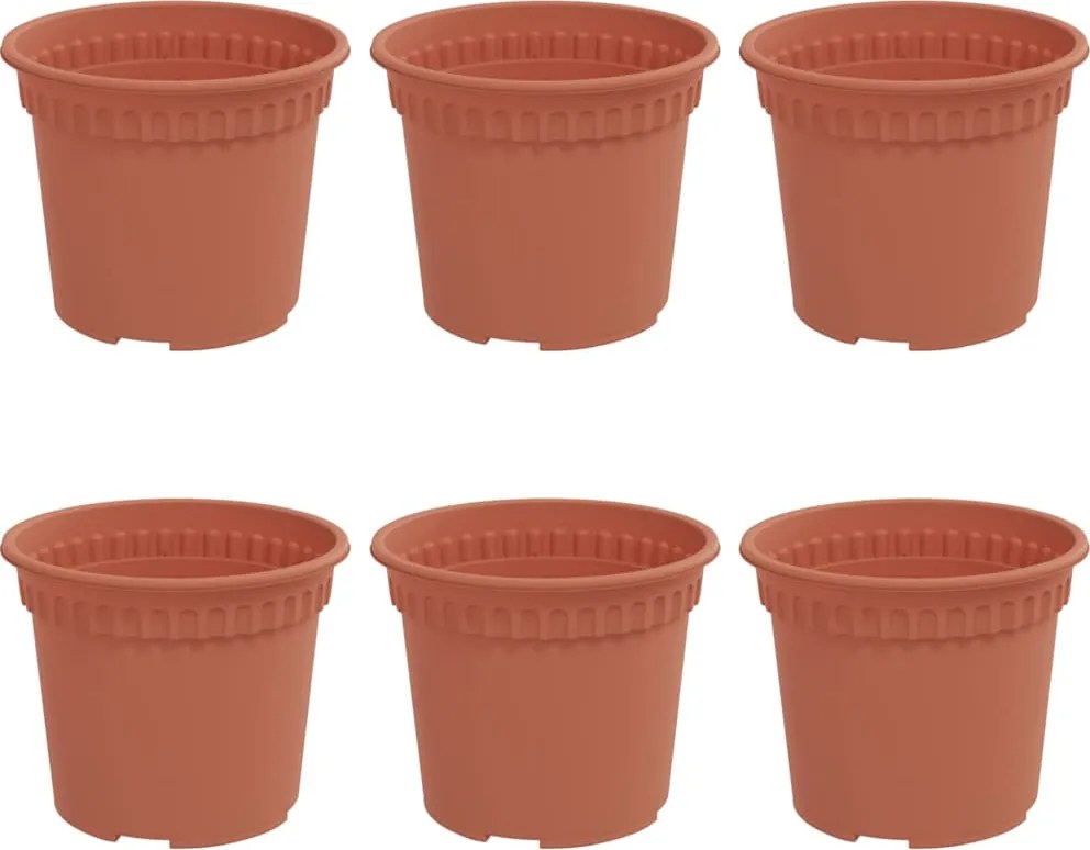 vidaXL Kerek Virágcserép 6 pcs Tégla Vörös Ø 12,5 x 10 cm Műanyag