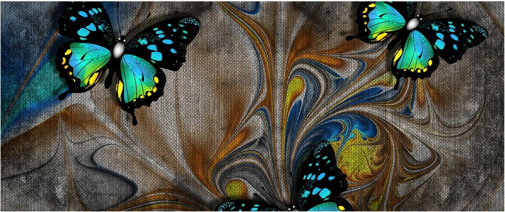 Kép - fényes pillangók képben (120x50 cm)