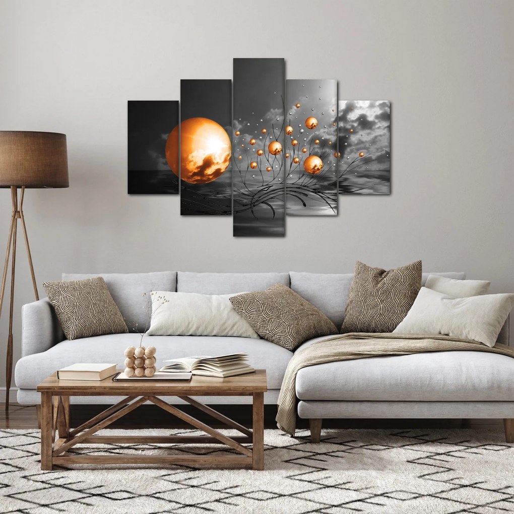 Narancssárga absztrakt gömbök képe (150x105 cm)
