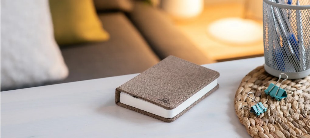 Összecsukható lámpa "Smart Book" mini, barna textil - Gingko