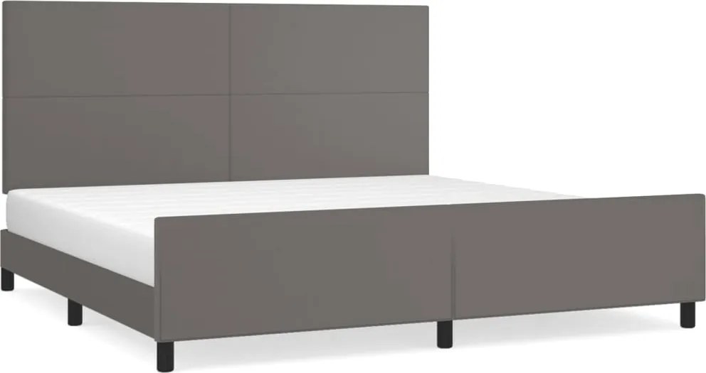 vidaXL szürke műbőr ágykeret fejtámlával 200 x 200 cm