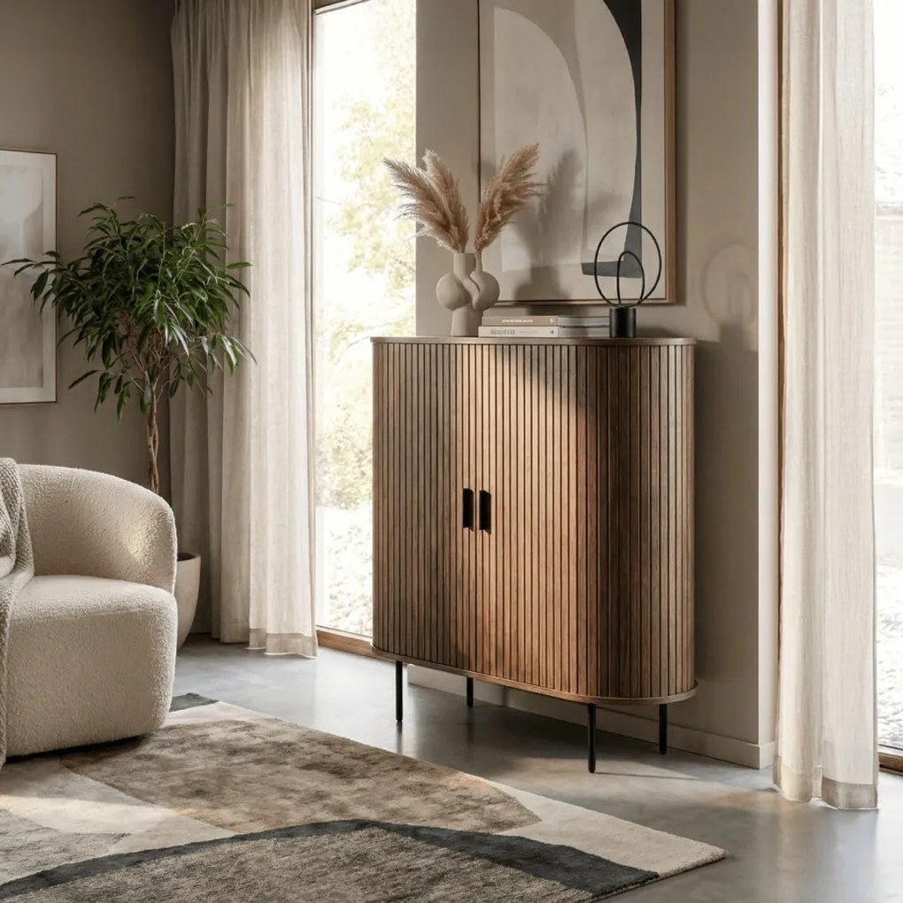 Komoda TRISH 100 cm Dwudrzwiowa Rozsuwana Orzech