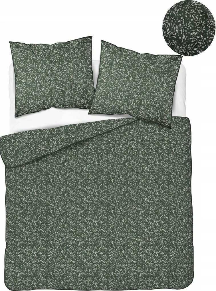 Elegáns ágyneműhuzat garnitúra 220x200 zöld levélmintás, luxus