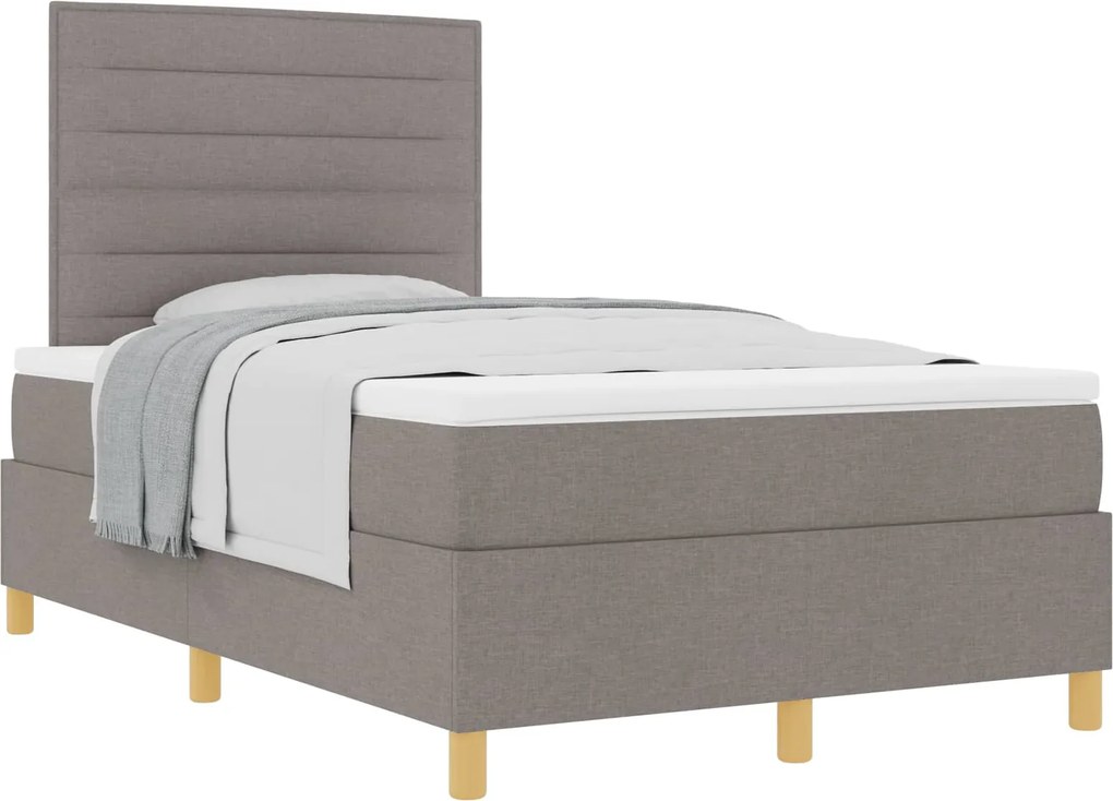 vidaXL Boxrugós ágy matracmal fejtámlával Tópszínű 120 x 200 cm szövet