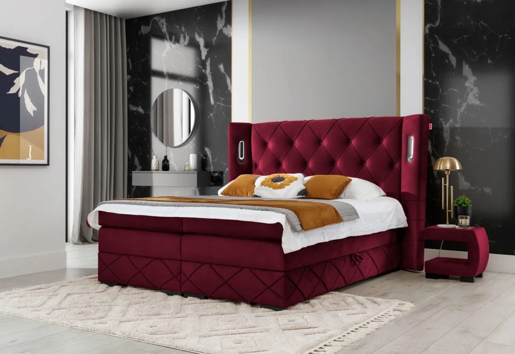 SONO kárpitozott boxspring ágy, 200x200, monolith 84