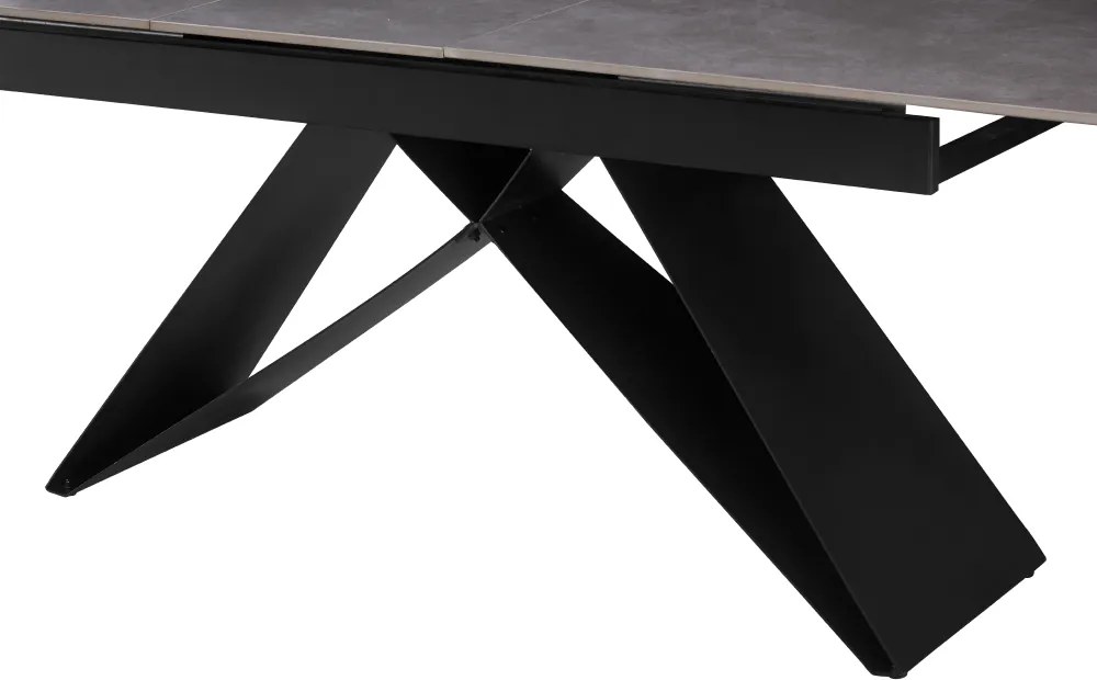 Kihúzható étkezőasztal, beton/fekete, 160-200x90 cm, MAJED