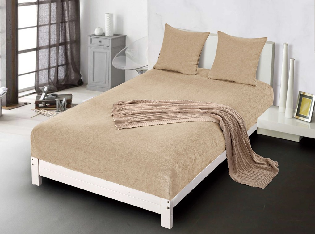 Mikropolar fleece lepedő NOLVIA 200x220 cm bézs