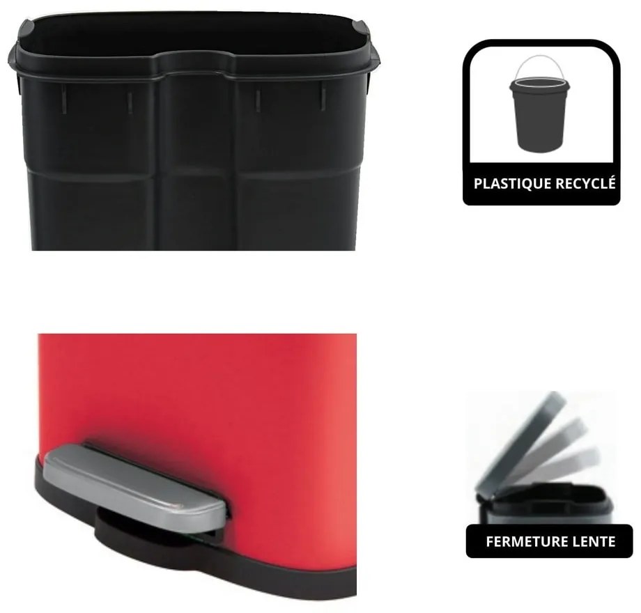 Piros acél pedálos szemetes 5 l Akira – Spirella