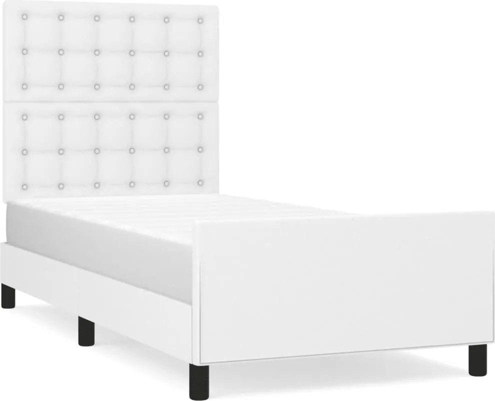 vidaXL fehér műbőr ágykeret fejtámlával 90x190 cm