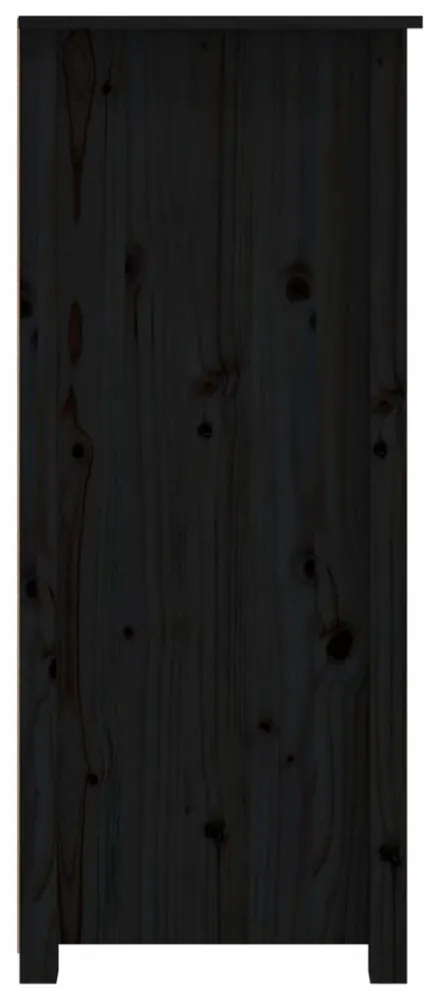 fekete tömör fenyőfa tálalószekrény 83 x 41,5 x 100 cm