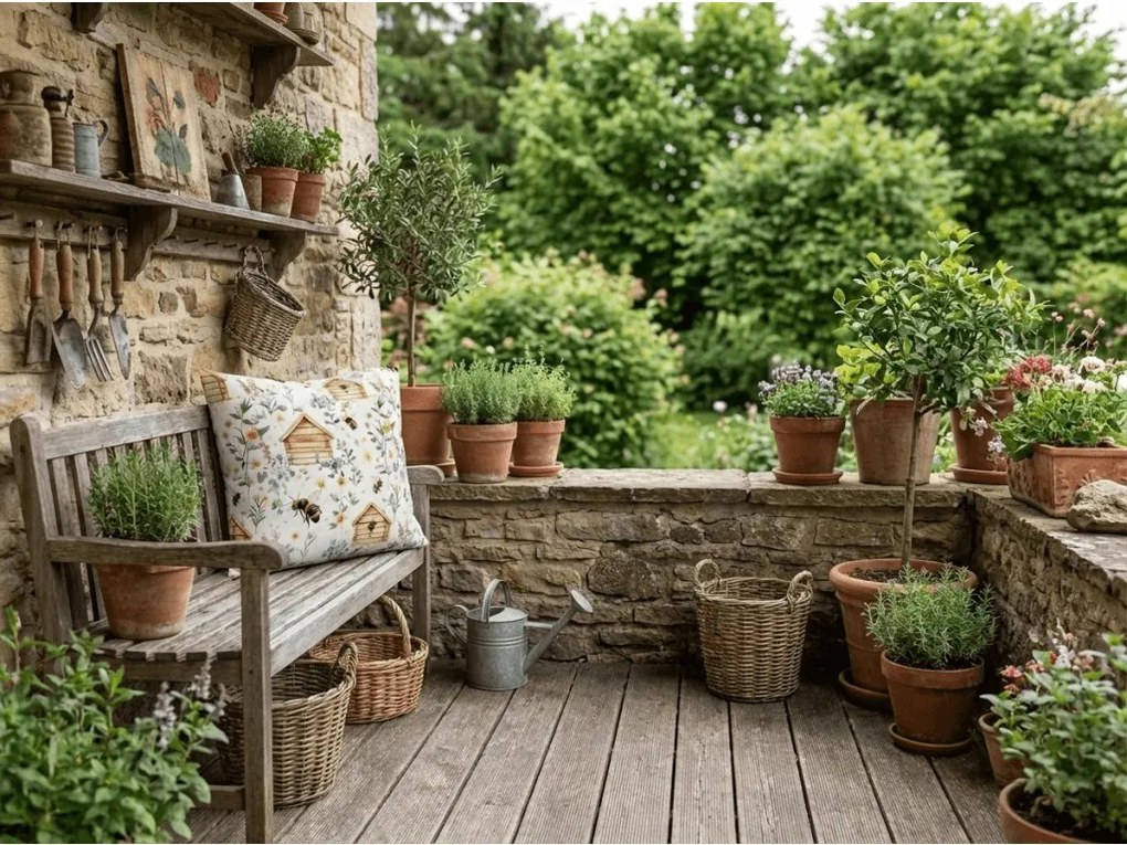 Pamut párnahuzat WOODEN HOUSES POLY 45x45 cm, színes