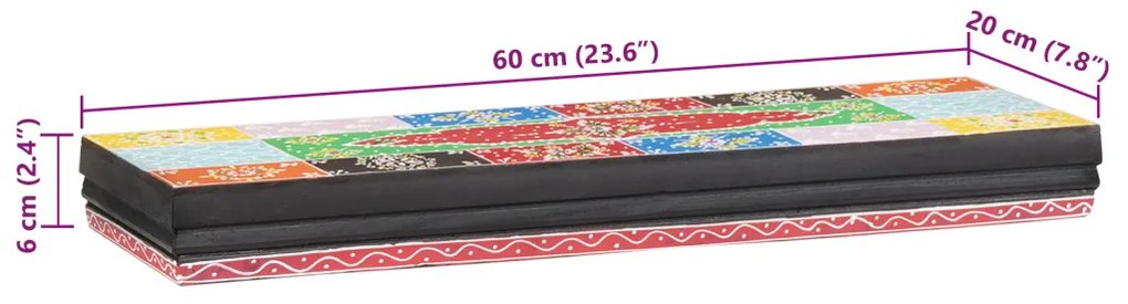 Falipolc 2 db 60x20x6 cm Masszív Mangófából