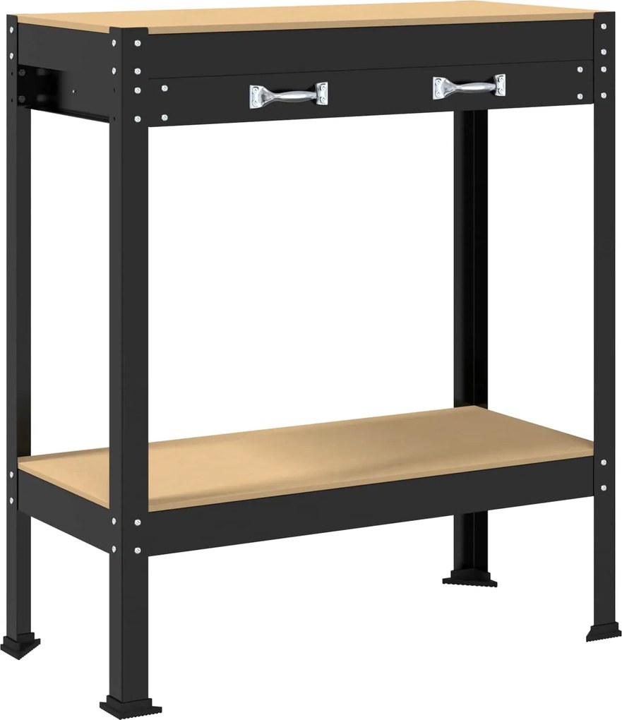 vidaXL Munkapad fiókkal Fekete 80 x 40 x 91 cm Mérnöki fa és fém