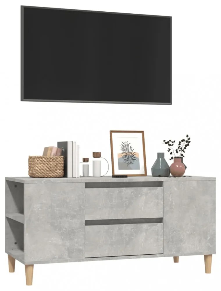 betonszürke szerelt fa TV-szekrény 102 x 44,5 x 50 cm
