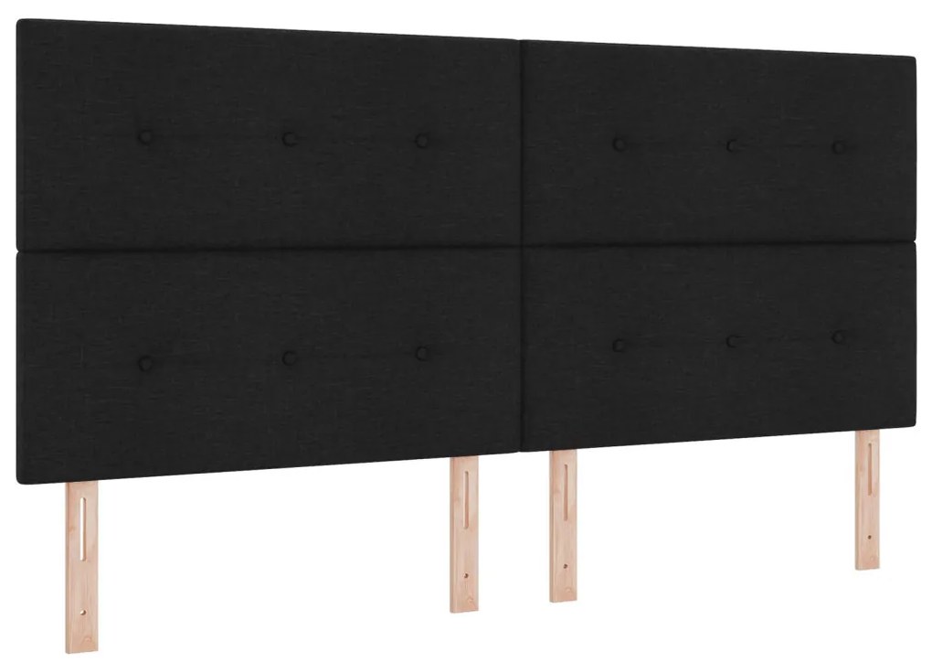 Boxspring ágy matraccal fekete 200x200 cm szövet