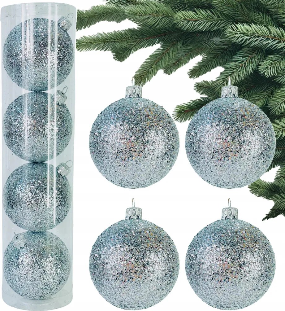 Ezüst Karácsonyfa Bombák Csillogó műanyag Buborékok a karácsonyfára