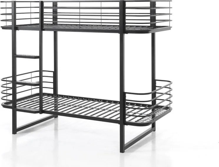 Fekete emeletes fém gyerekágy ágyráccsal 90x200 cm Oscar – Vipack