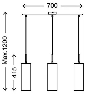 Briloner 4712-034 - Csillár zsinóron 3xE27/25W/230V