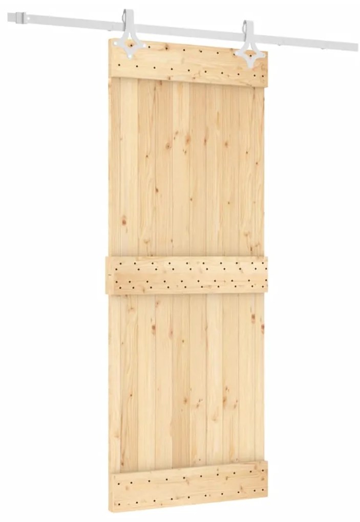 Tömör fenyőfa tolóajtó fémszerelék szettel 80 x 210 cm