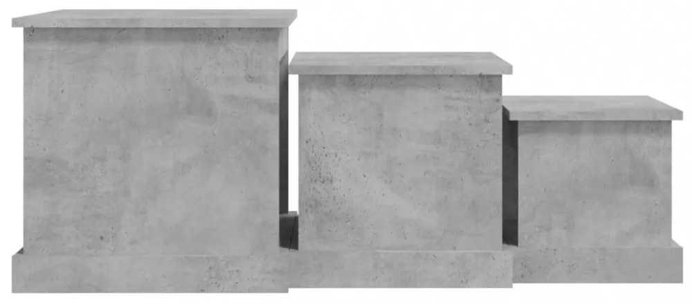 3 db betonszürke szerelt fa dohányzóasztal