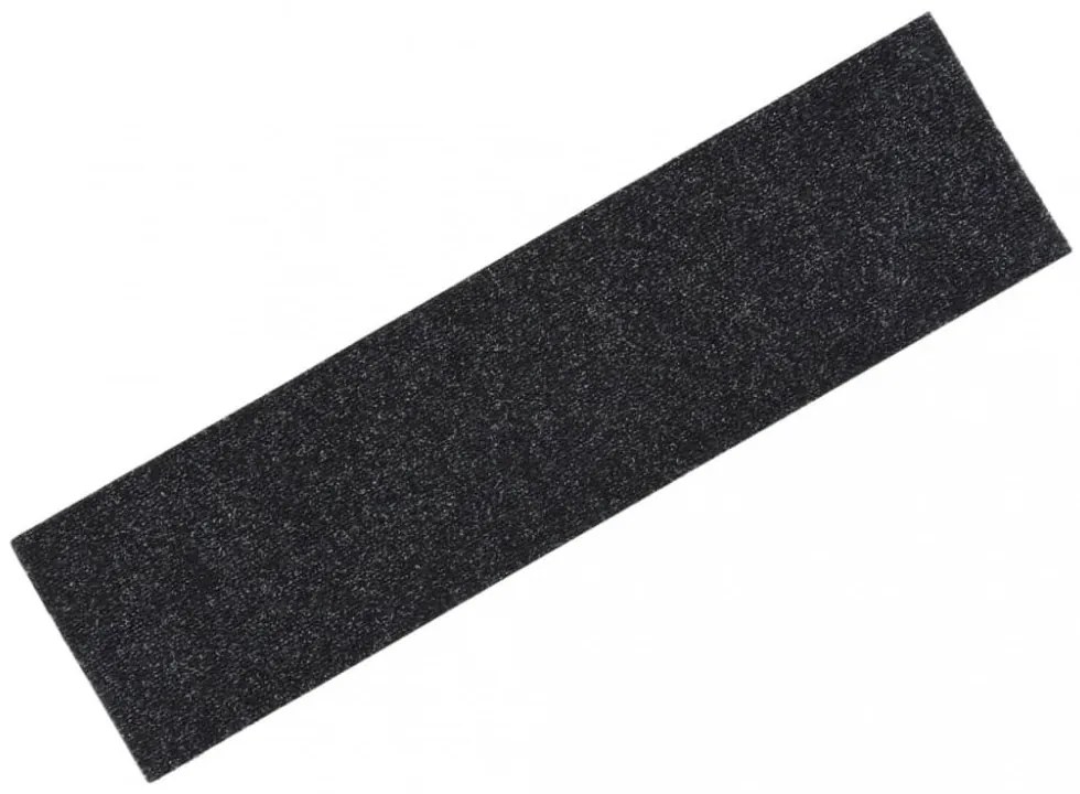15 db fekete négyszögletes öntapadó lépcsőszőnyeg 76 x 20 cm