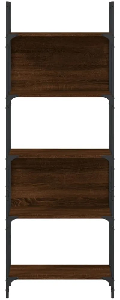 5-szintes barna tölgy szerelt fa könyvespolc 60,5x24x166,5 cm