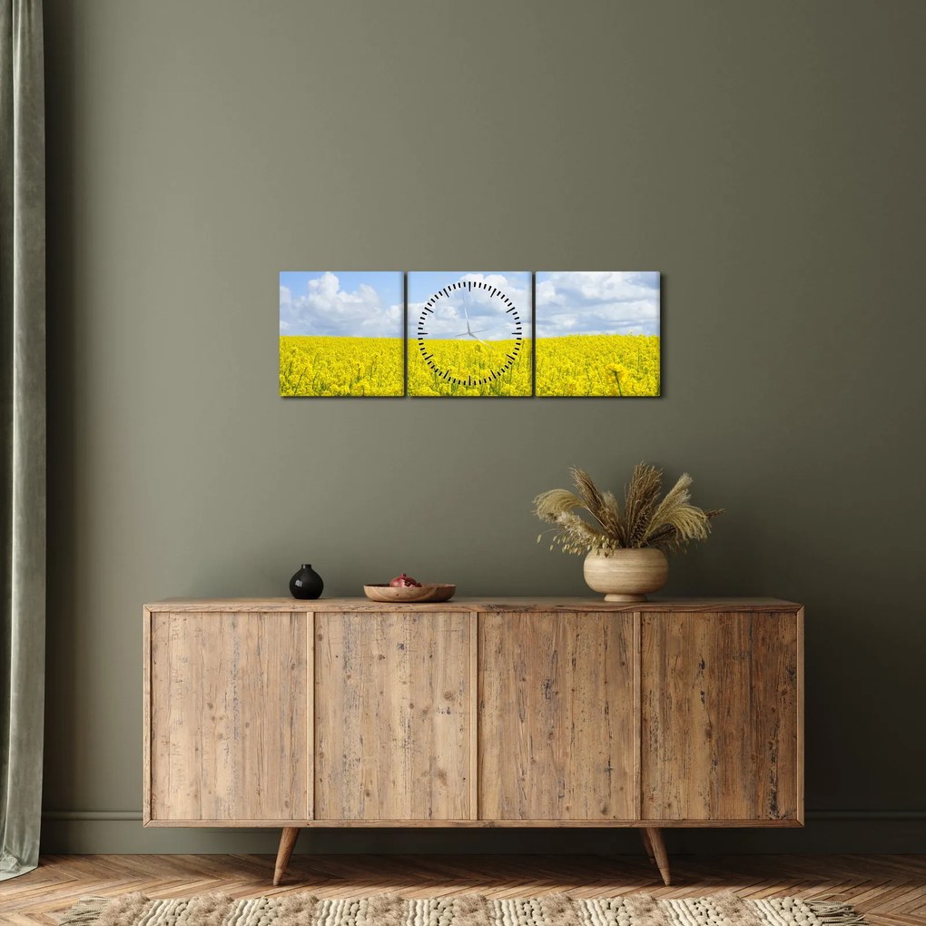 Egy sárga mező képe (órával) (90x30 cm)