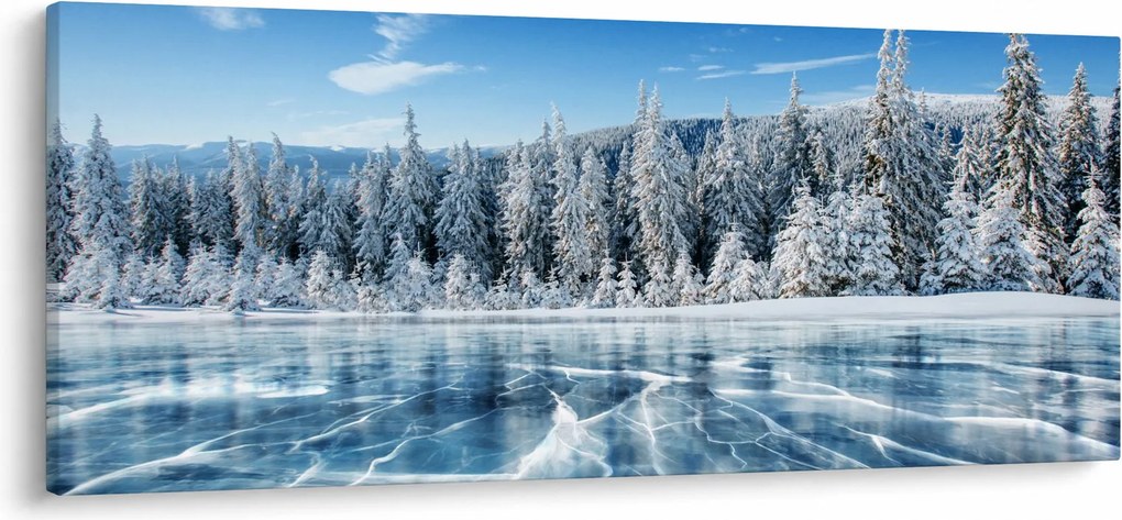 Kép a befagyott tóról és a havas fákról (120x50 cm)