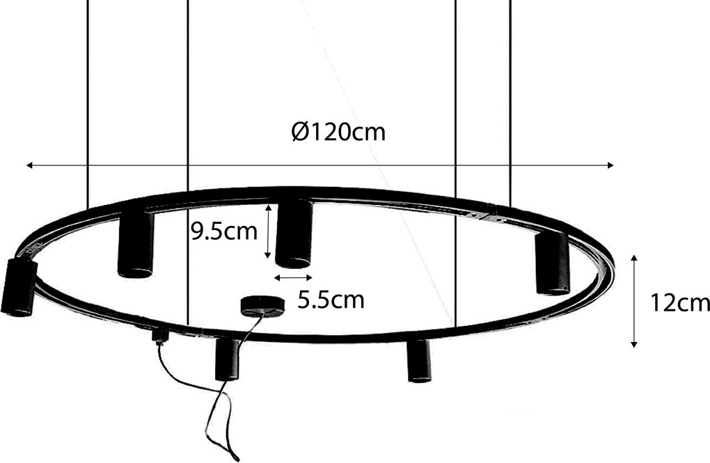 Modern függesztett sínrendszer 6 fekete reflektorral, 1 fázisú GU10 50 mm - Iconic Ruby Honey
