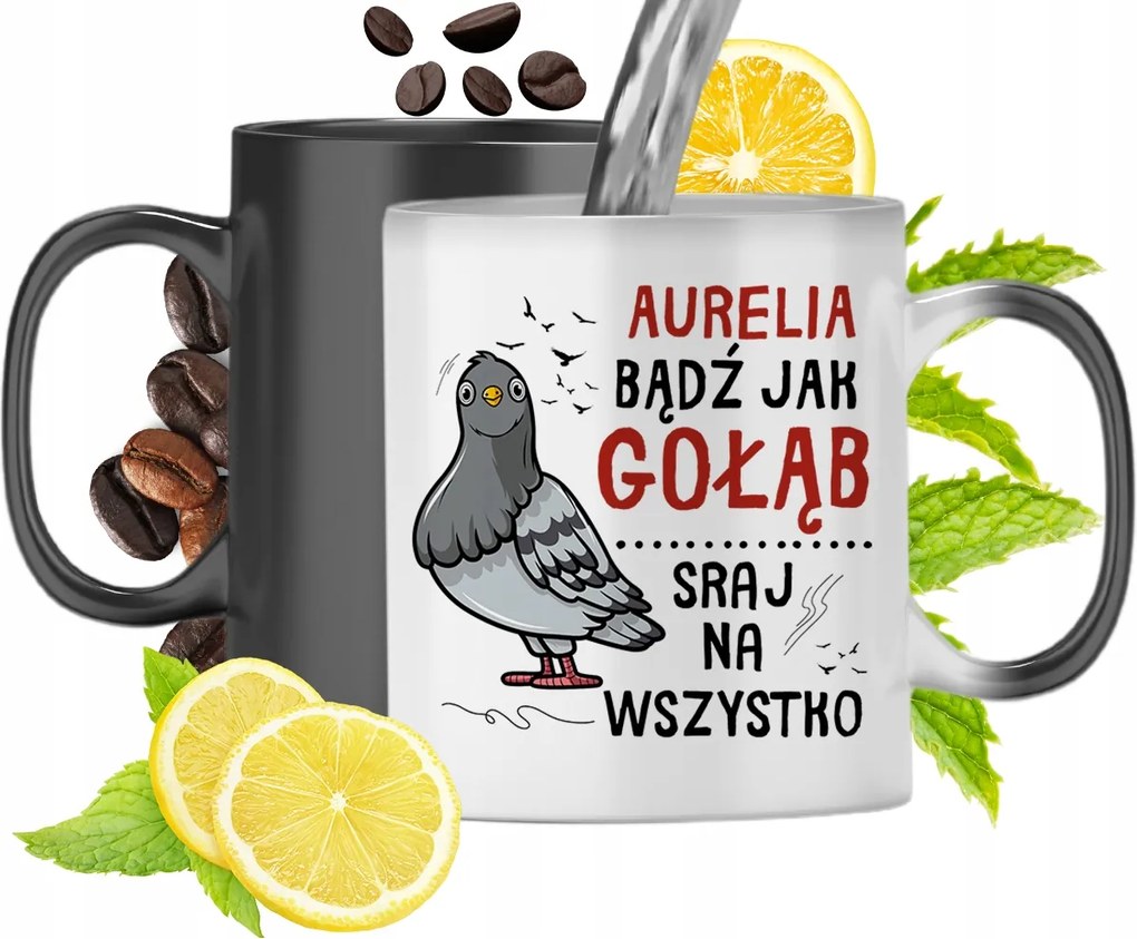 Mágikus bögre Auréliának Fekete Matt Nyomtatott Fotóval 330ml