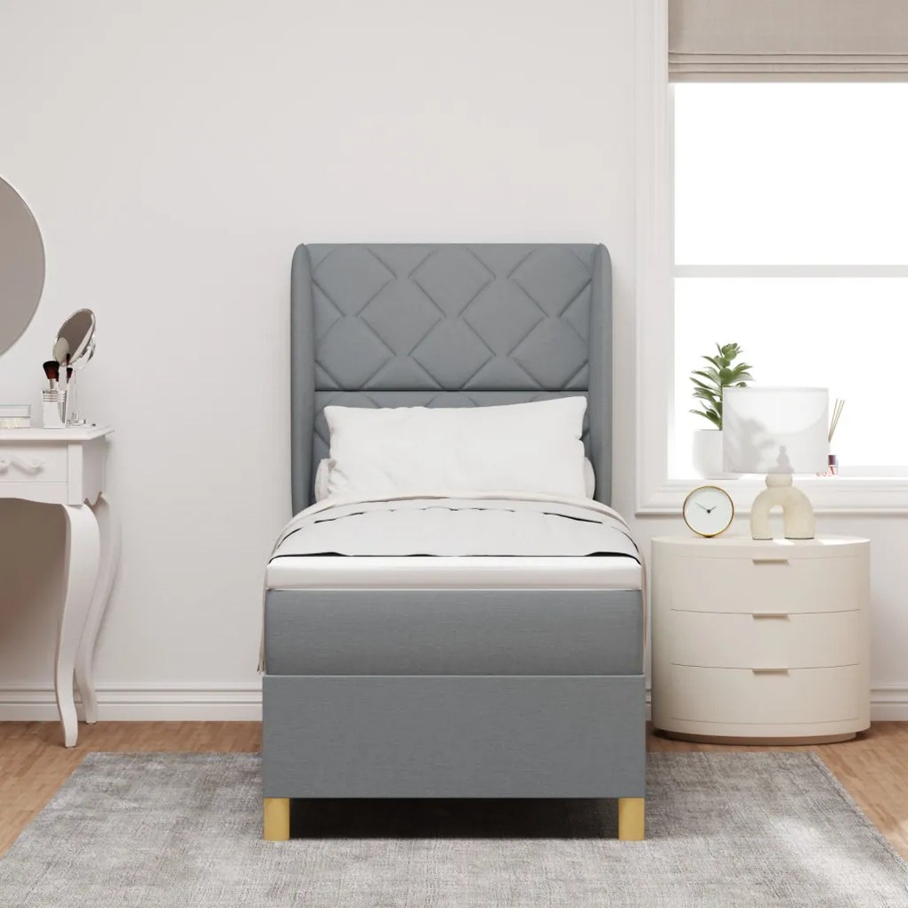 Boxspring Ágy Matrac Hajnali Szürke 80x200 cm Szövet