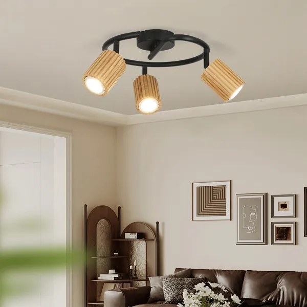 Brilagi - Spotlámpa MODERN WOOD 3xGU10/8W/230V gumifa/fekete