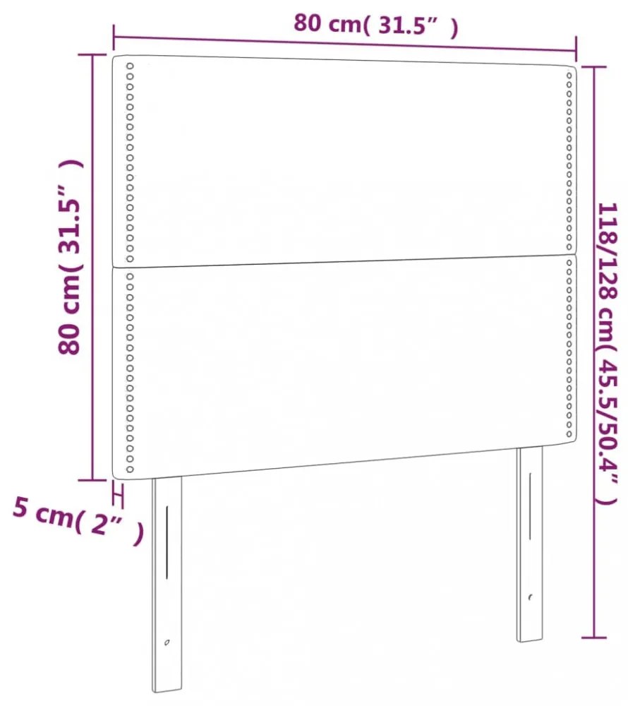 sötétszürke szövet LED-es fejtámla 80x5x118/128 cm