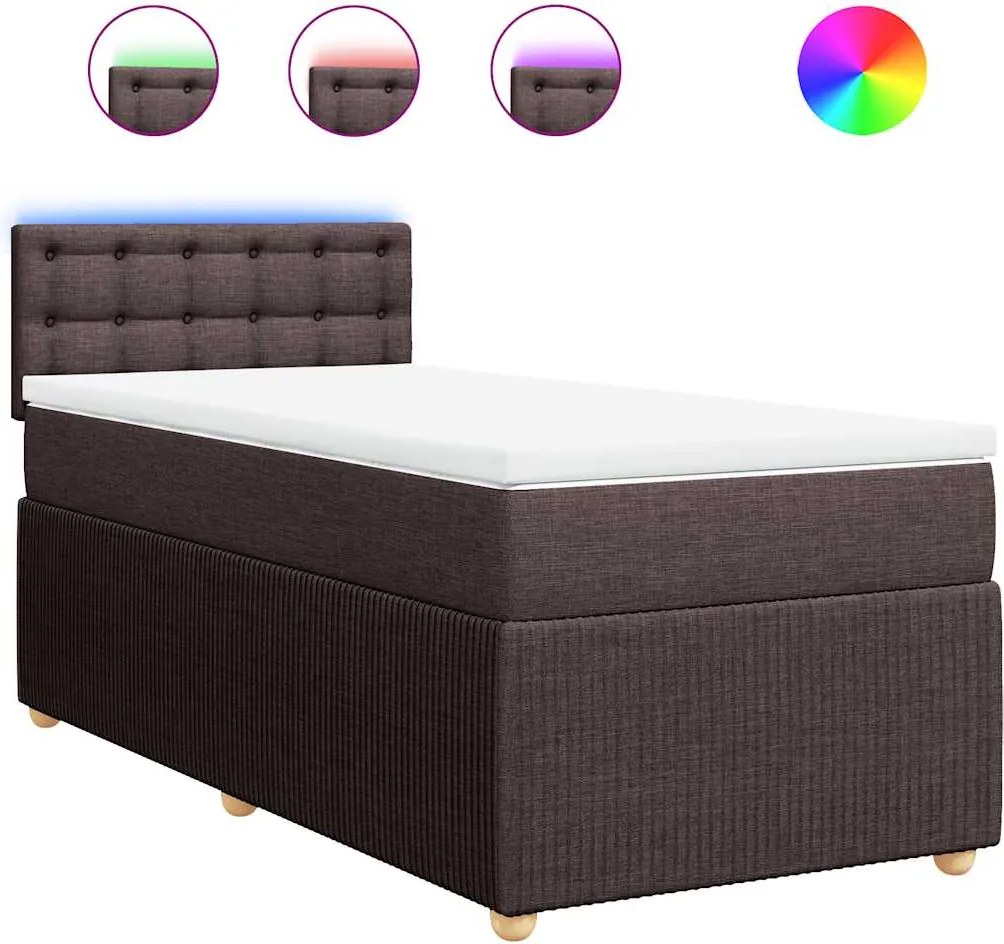 vidaXL sötétbarna szövet rugós ágy matraccal 90 x 190 cm