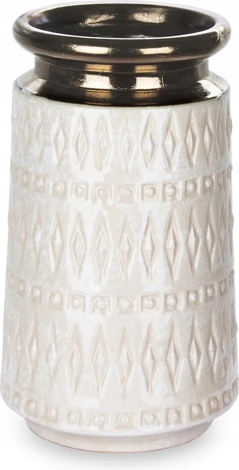 Krémszínű Váza Arany 25x16cm Díszített Palack