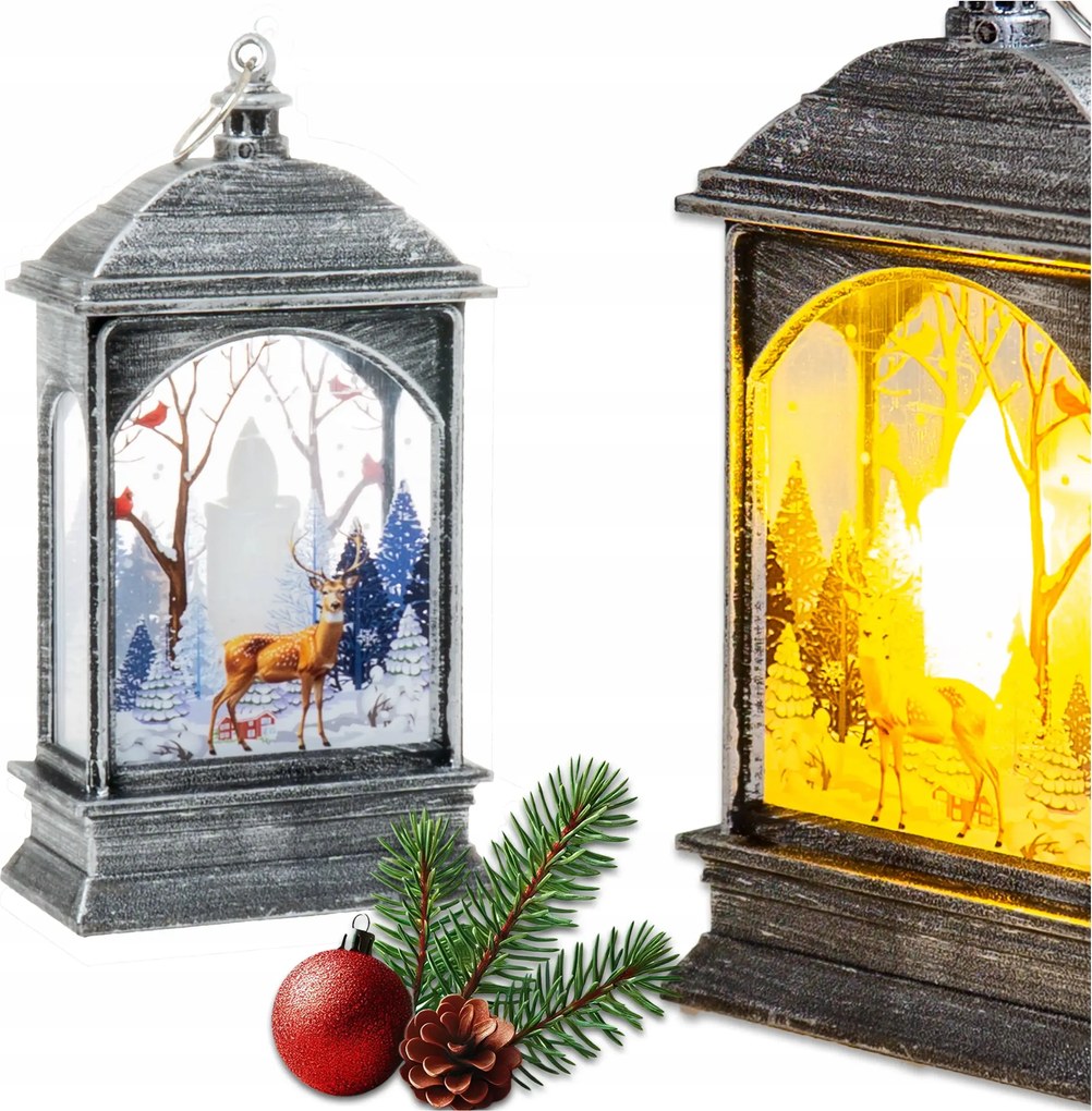 Adventi lampion Rorátumokhoz karácsonyi ezüst Gyerek Led elemekkel