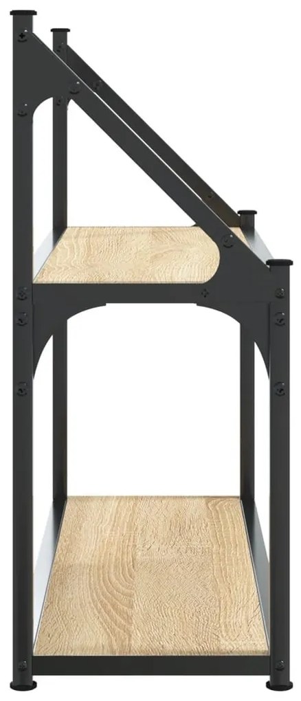 2 szintes sonoma tölgy színű szerelt fa fali polc 60x21x51 cm