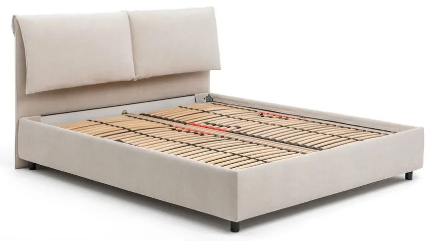 Bézs kárpitozott ágyneműtartós franciaágy matraccal, ágyráccsal 160x200 cm Myra Pillow – Bonami Selection
