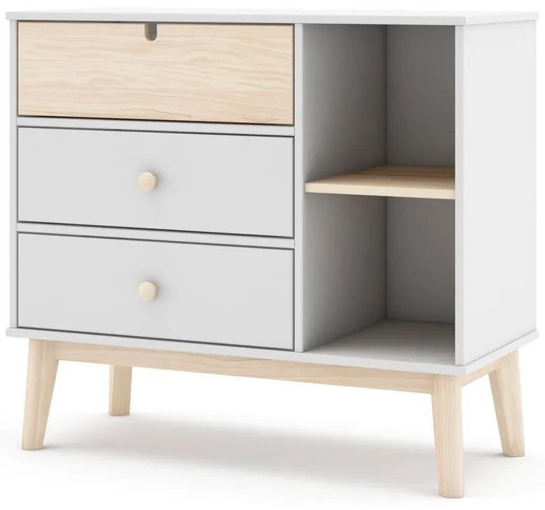 Fehér alacsony gyerek komód 90x40 cm Estefania – Marckeric