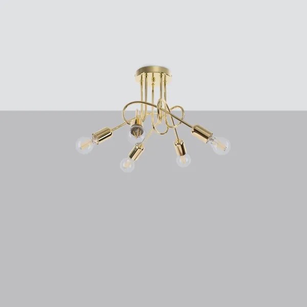 Sollux SL.1438 - Felületre szerelhető csillár LOOP 5xE27/15W/230V arany